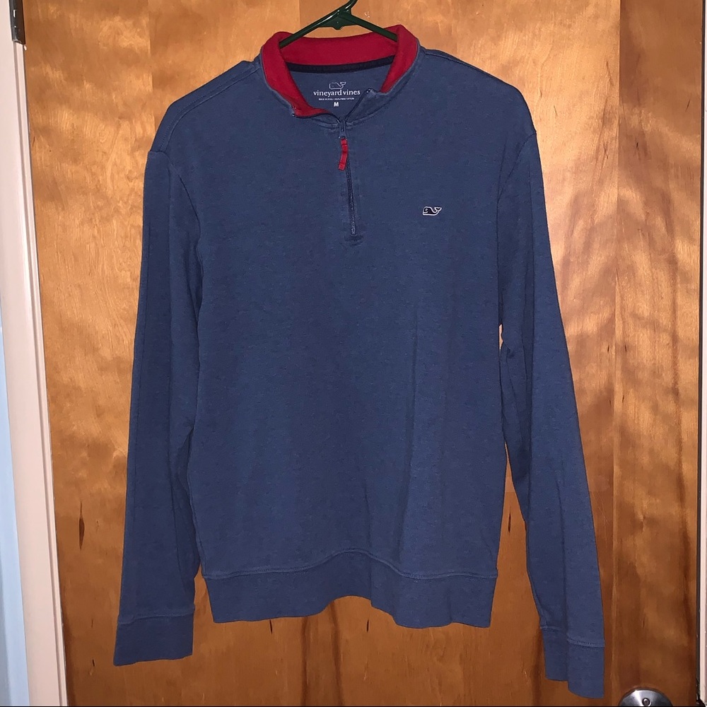 Vineyard Vines Blue and Red Quarter Zip